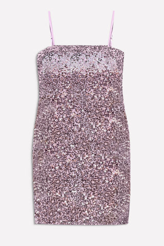 Strappy Sequin Dress Rose Gold PixieLane