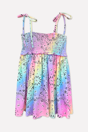 Simply Soft Strappy Smocked Dress - Pastel Ombré Bandana
