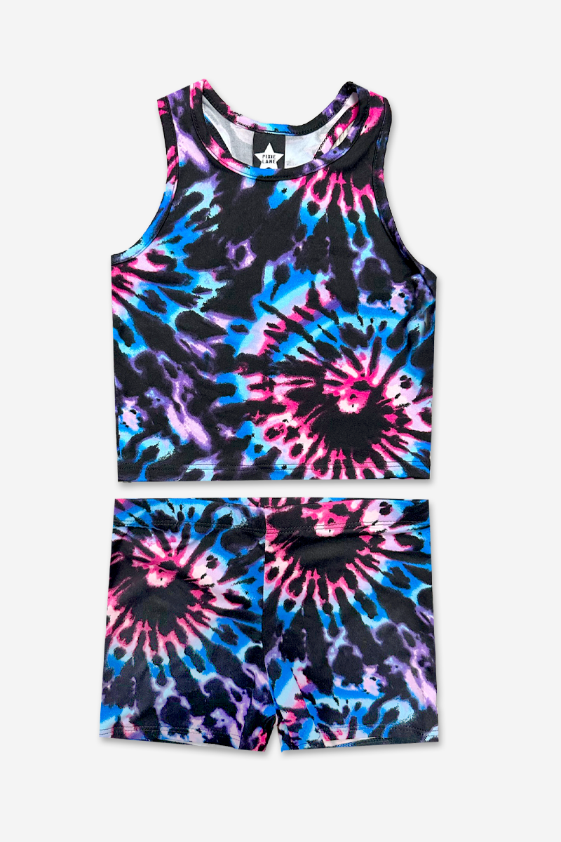 Simply Soft Cropped Racerback Tank & Tumble Short - Lilac Rainbow Foil Hearts & Stars - NEW!