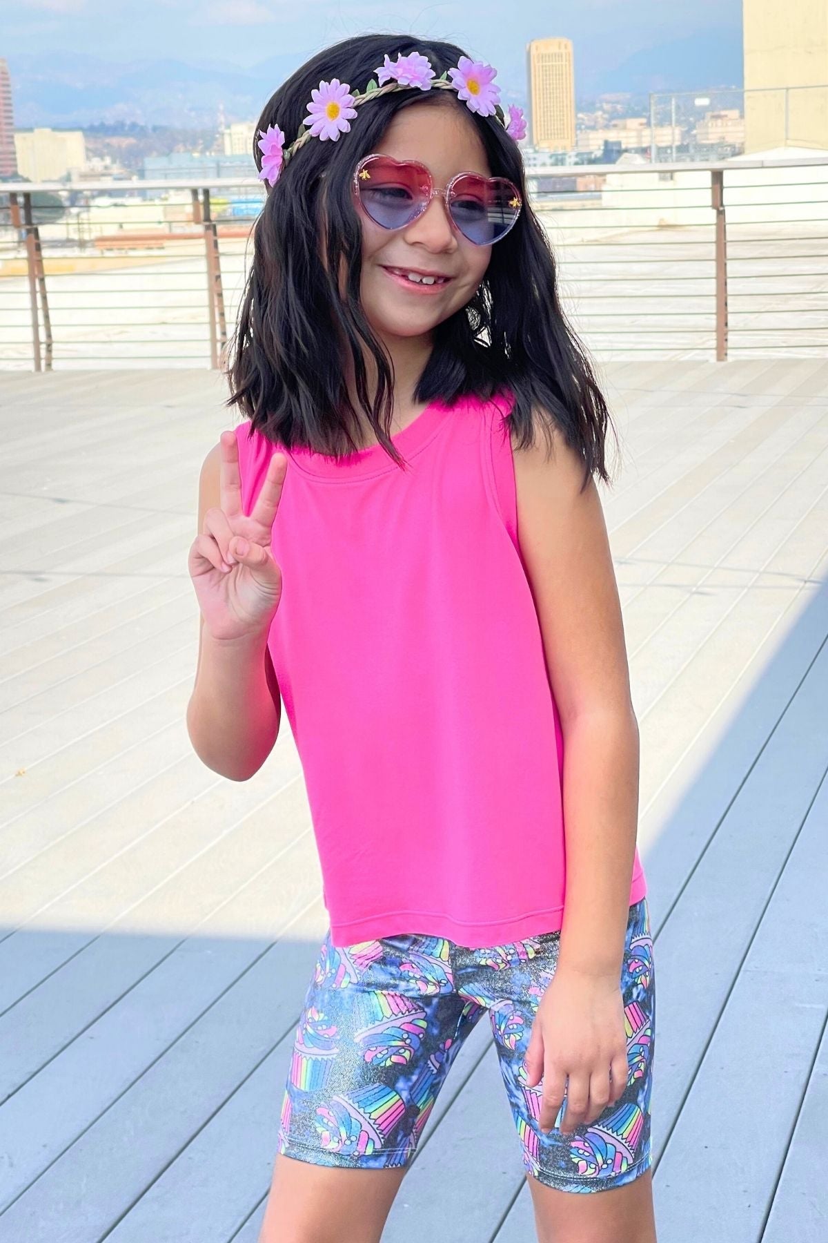 Simply Soft Easy Tank - Lt Blue Neon Pink Malibu
