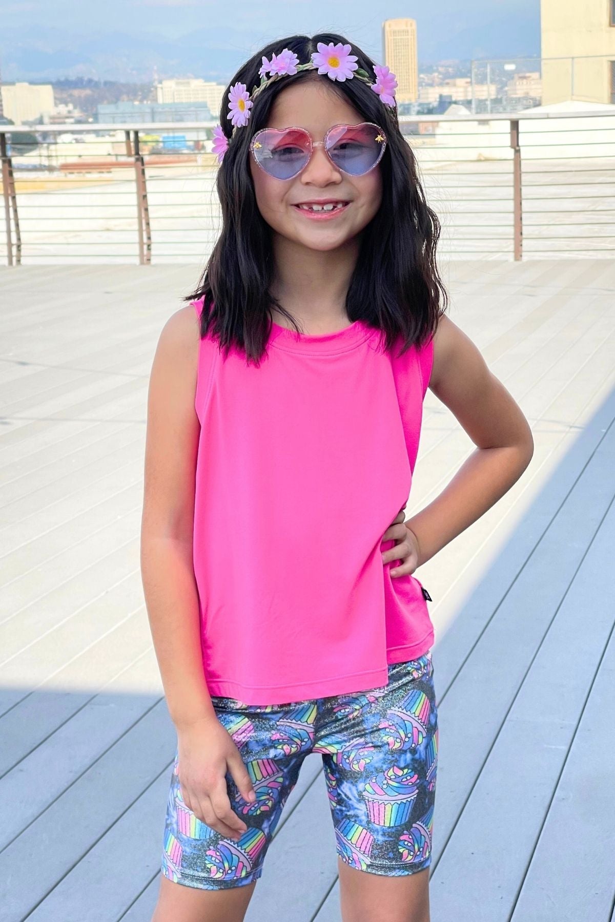 Simply Soft Easy Tank - Lt Blue Neon Pink Malibu