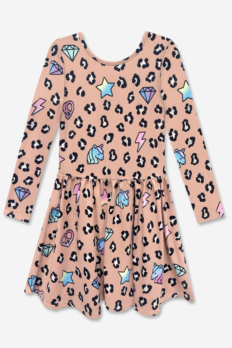 Simply Soft Long Sleeve Be Happy Dress.. - Camo Pink Graffiti Emojis