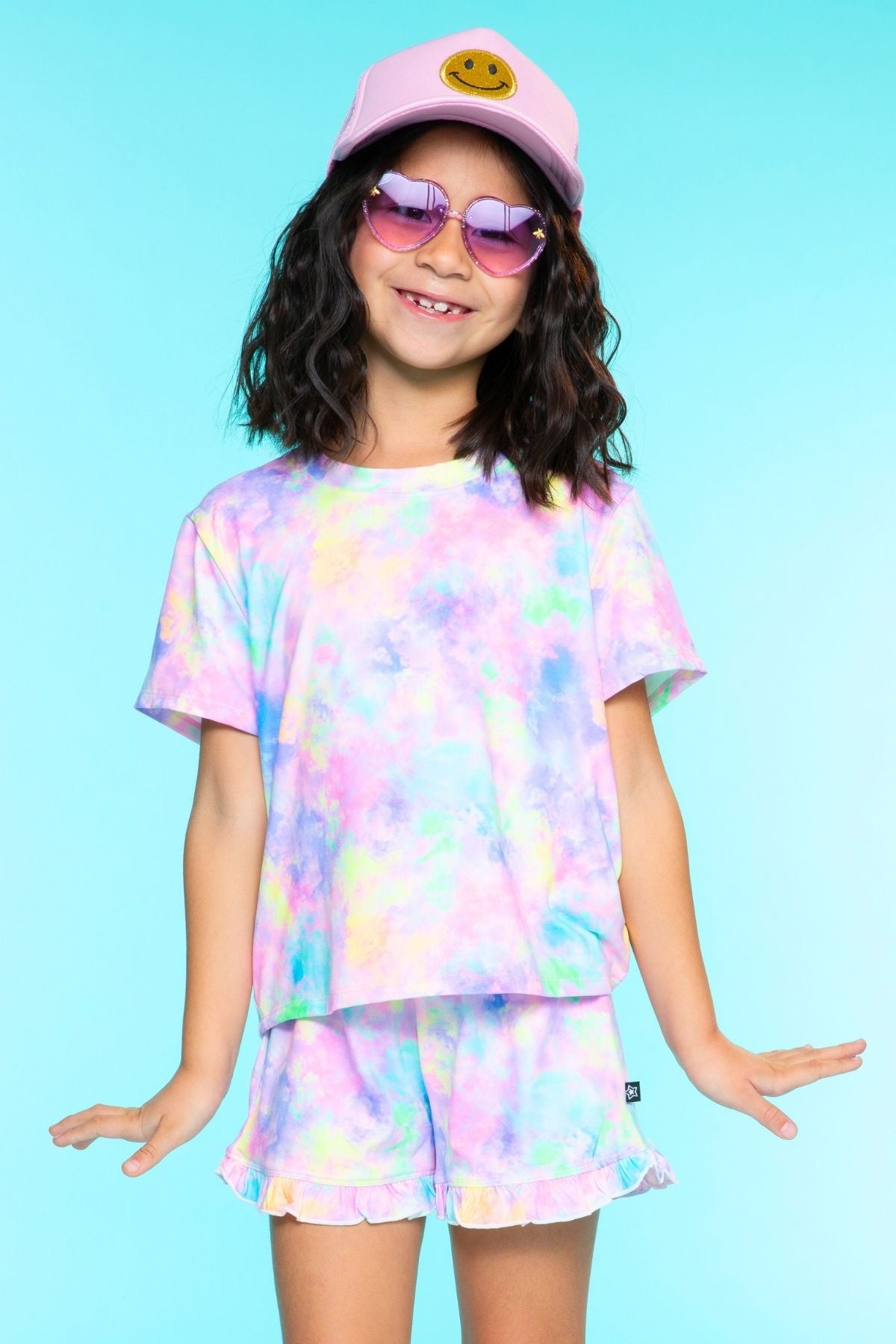 Simply Soft Ruffle Short - Pink Blue Star