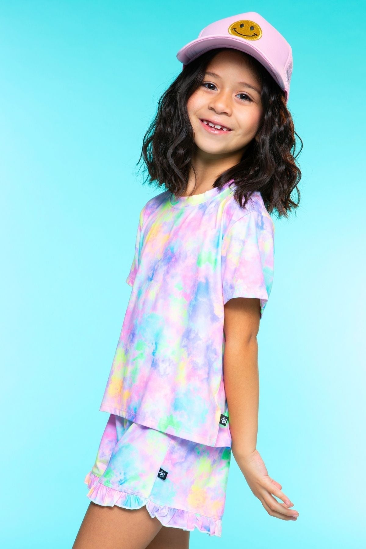 Simply Soft Ruffle Short - Pink Blue Star