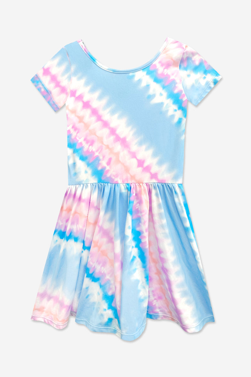 Simply Soft Short Sleeve Be Happy Dress - Tie Dye Rainbow Donuts