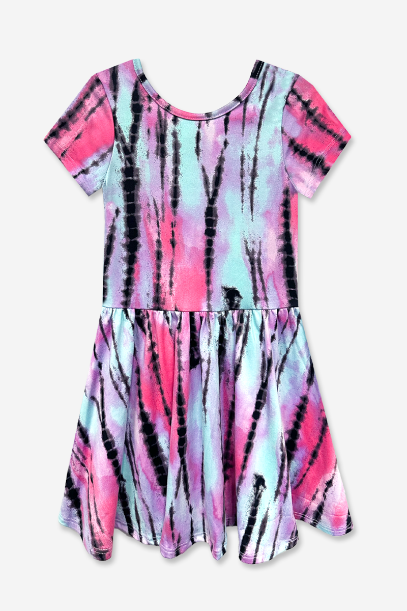 Simply Soft Short Sleeve Scoop Back Be Happy Dress - Neon Pink Sketch Emoji - NEW!