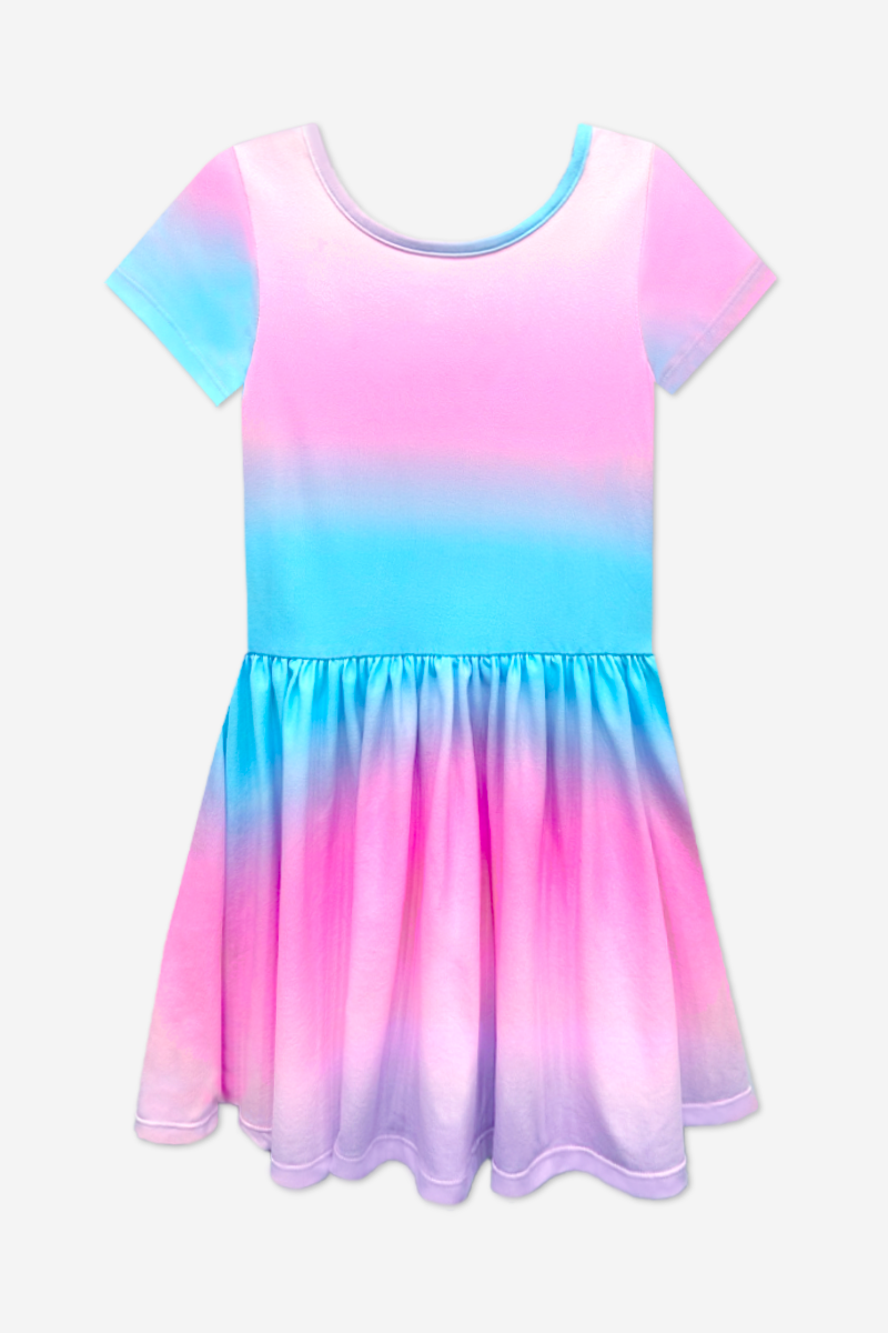 Simply Soft Short Sleeve Be Happy Dress - Tie Dye Rainbow Donuts