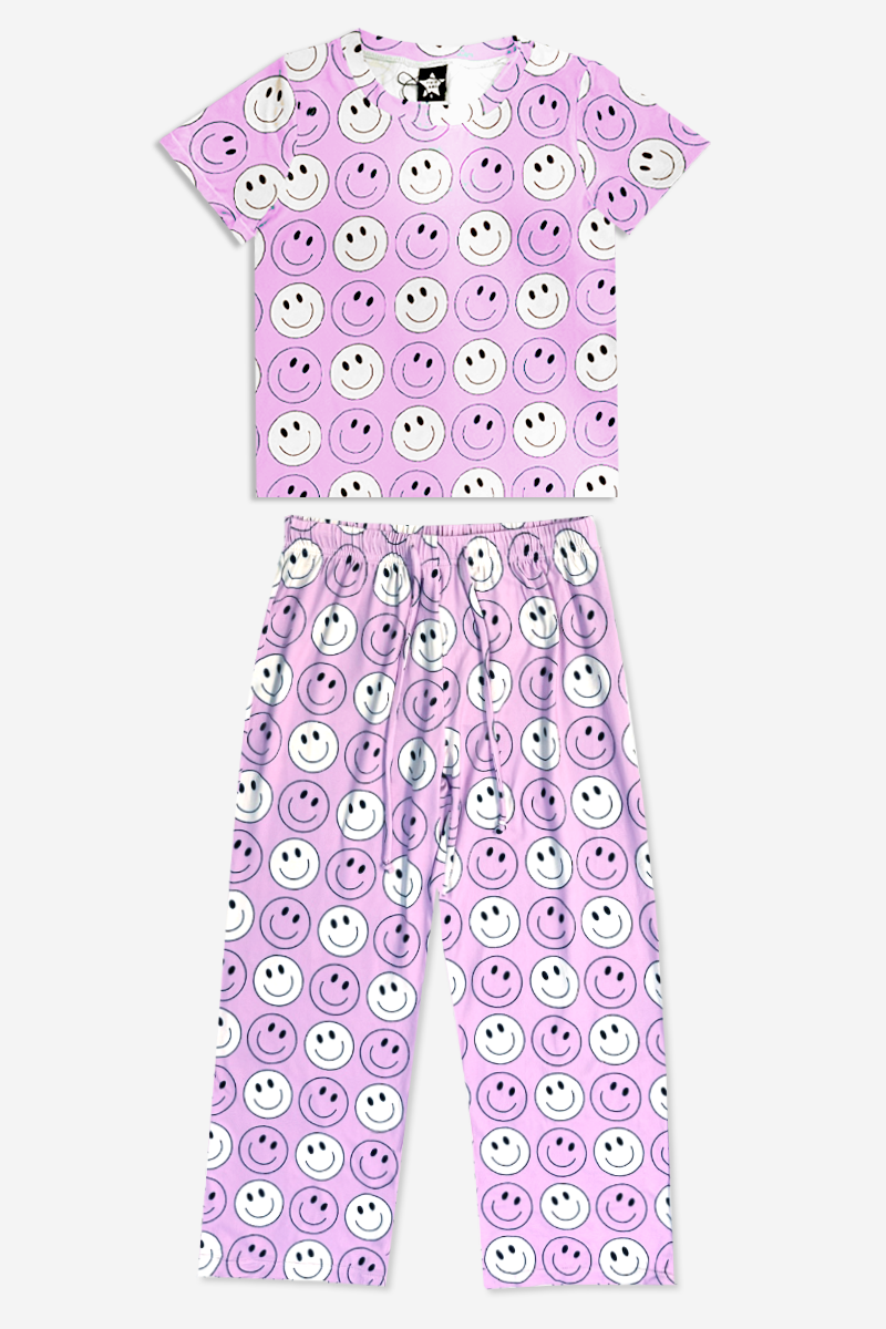Simply Soft Easy Tee & Karate Pant - Dusty Pink Sticker Emojis