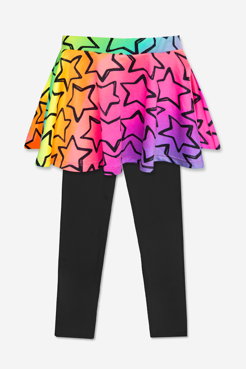 Simply Soft Skater Legging - Neon Lt Pink Leopard Splatter Black
