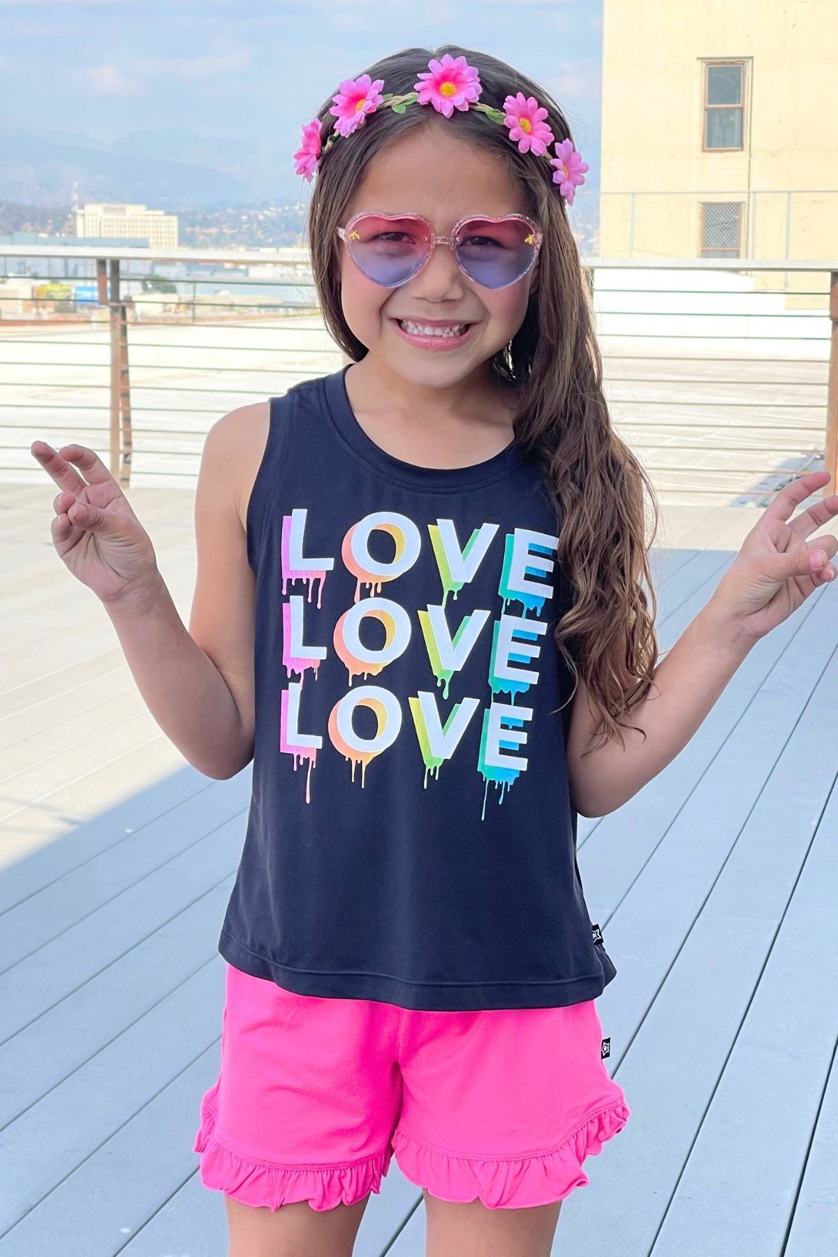 Simply Soft Easy Tank - Lt Blue Neon Pink Malibu