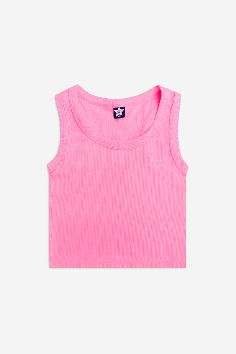 Ultra-Soft Ribbed Cropped Racer Tank - Neon Lime