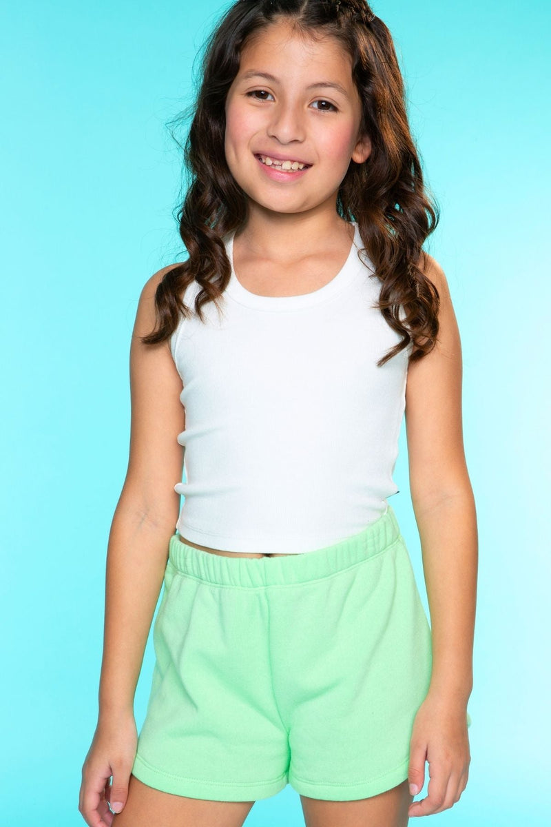 Ultra-Soft Ribbed Cropped Racer Tank - White