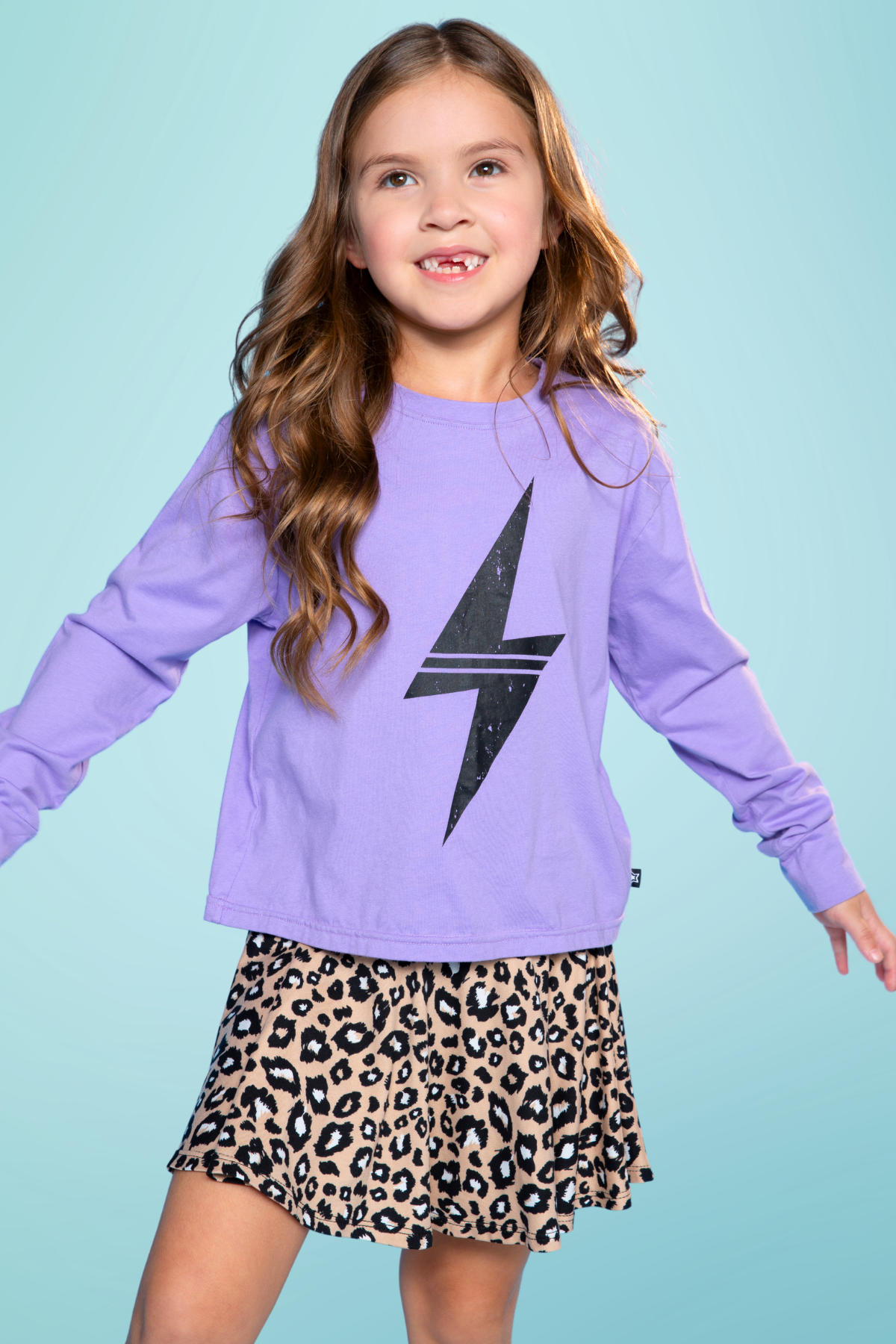Washed Cotton Long Sleeve Easy Tee - Pink Bolt