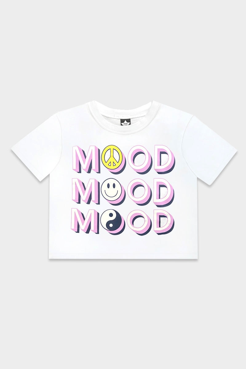 Washed Cotton Drop Shoulder Tee - Heather Grey Rainbow Drip