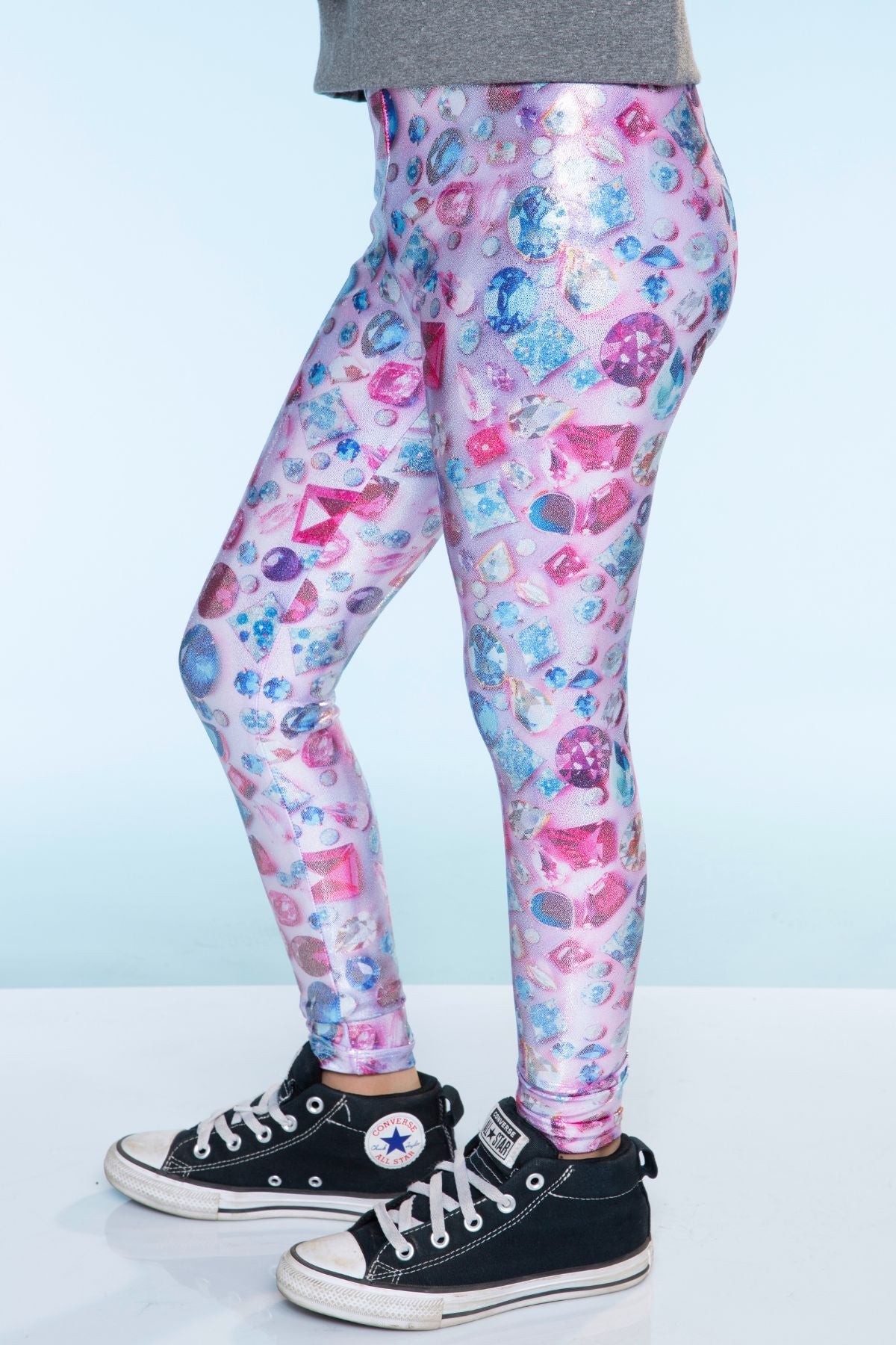 Glitter Foil High Shine Legging - Black Sparkle Rainbow Gummy Bear