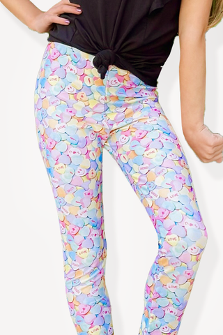 High Shine Long Legging Pastel Candy Hearts PixieLane