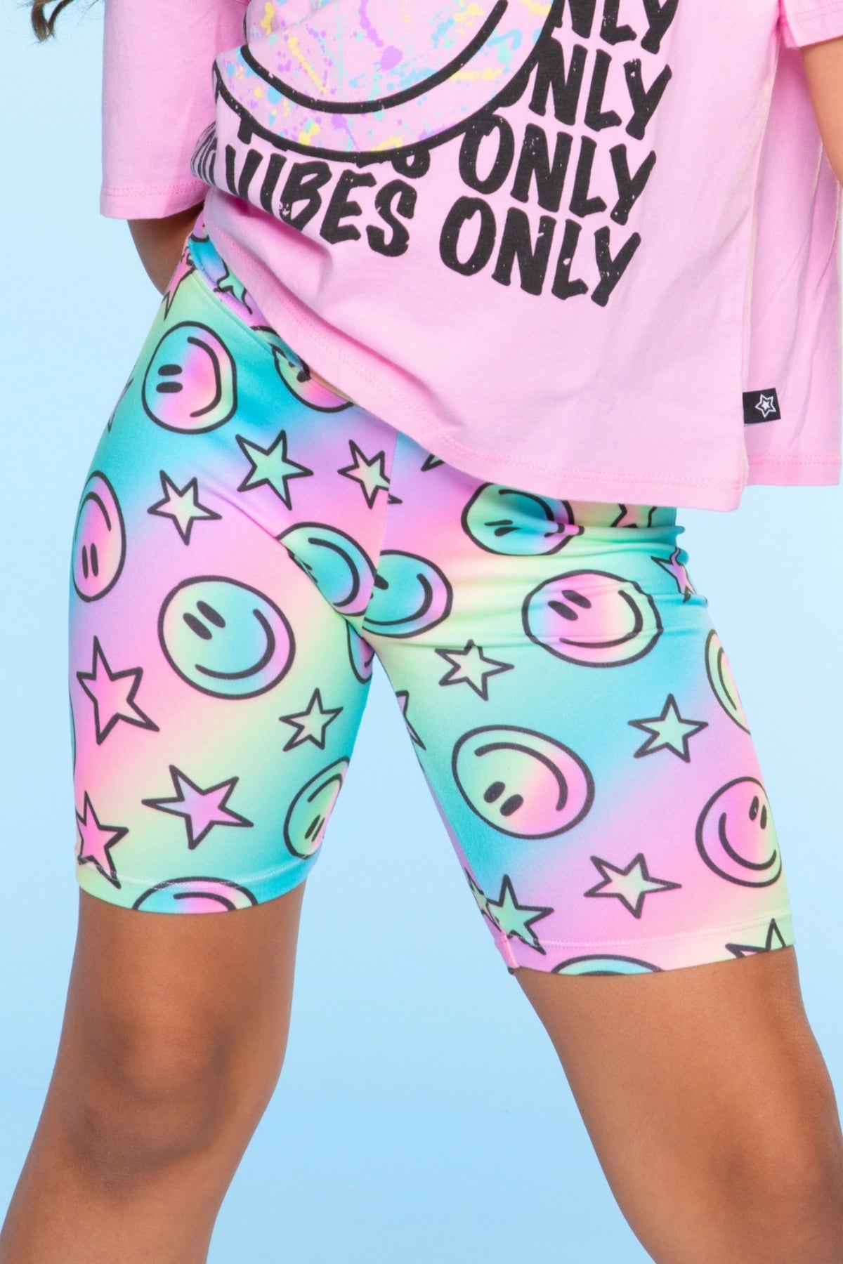 Simply Soft Biker Short - Denim Leopard Splatter