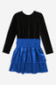 Simply Soft Long Sleeve Smocked Skirt Dress - Black Royal Glitter Foil