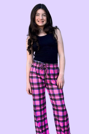 Simply Soft Karate Pant ••• - Hot Pink Plaid