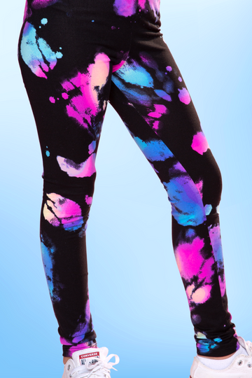 Simply Soft Long Legging - Black Pink Bleach Tie Dye