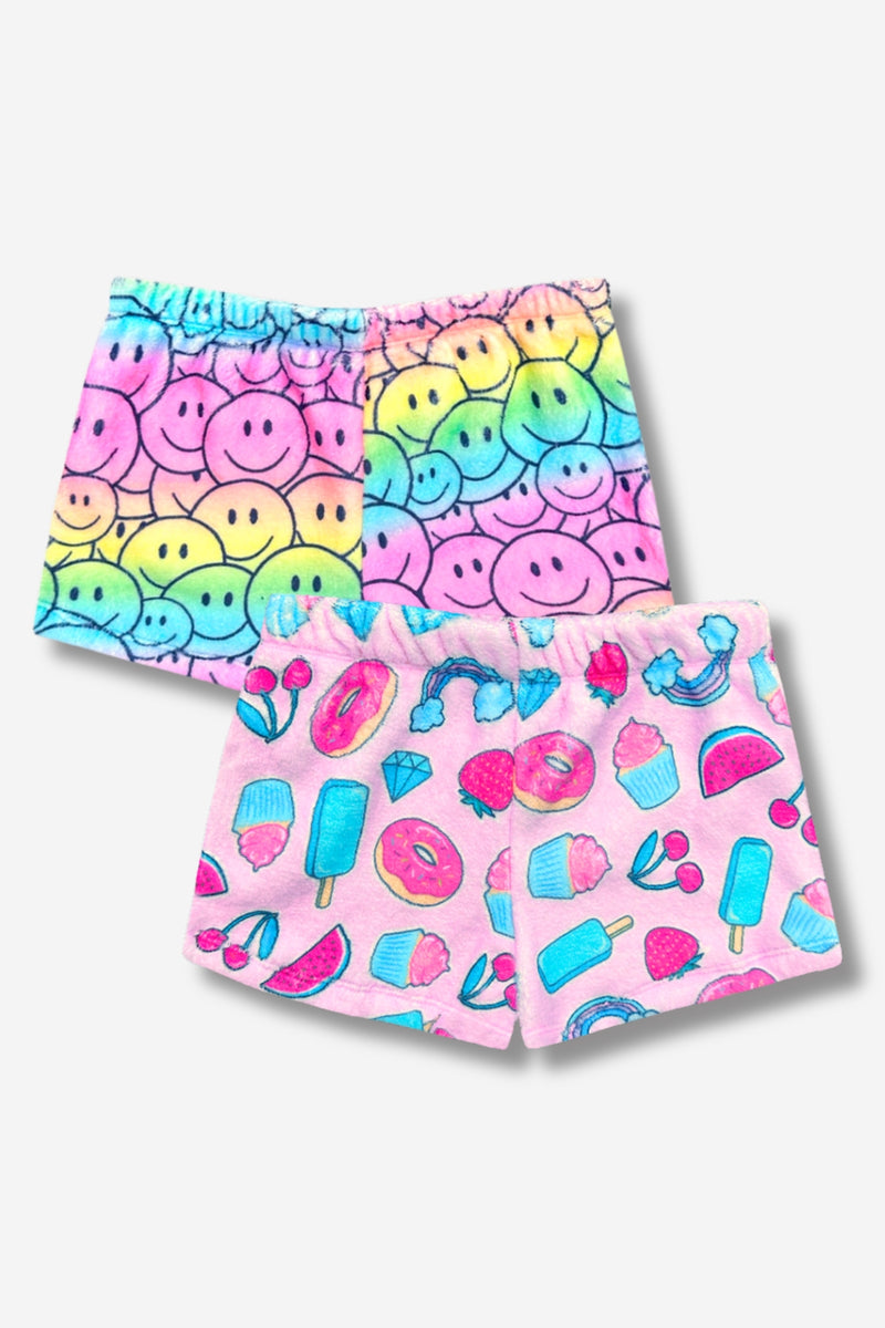 Multipack: Fuzzy Plush Dolphin Short - Rainbow Ombre Smile | Pink Cherry Rainbow - Image 1