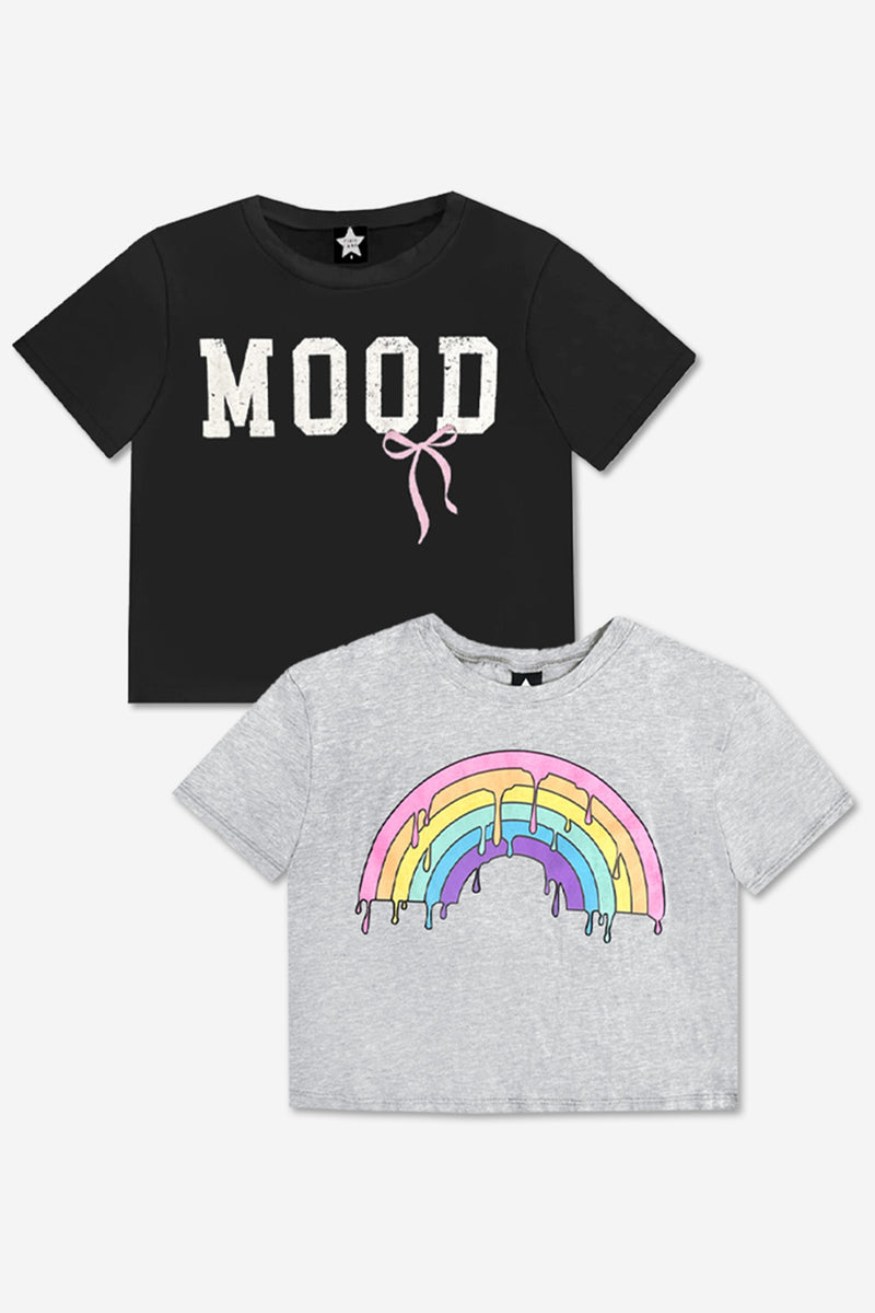 2-Pack Washed Cotton Drop Shoulder Tee - Black | Heather Grey - NEW! - Image 1