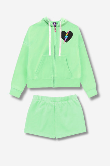 Multipack: Cotton Soft French Terry Drop Shoulder Zip Hoodie & Dolphin Short