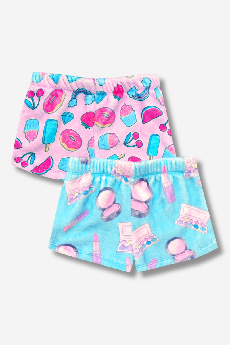 Multipack: Fuzzy Plush Dolphin Short - Pink Cherry Rainbow | Mint Pink Makeup - Image 1