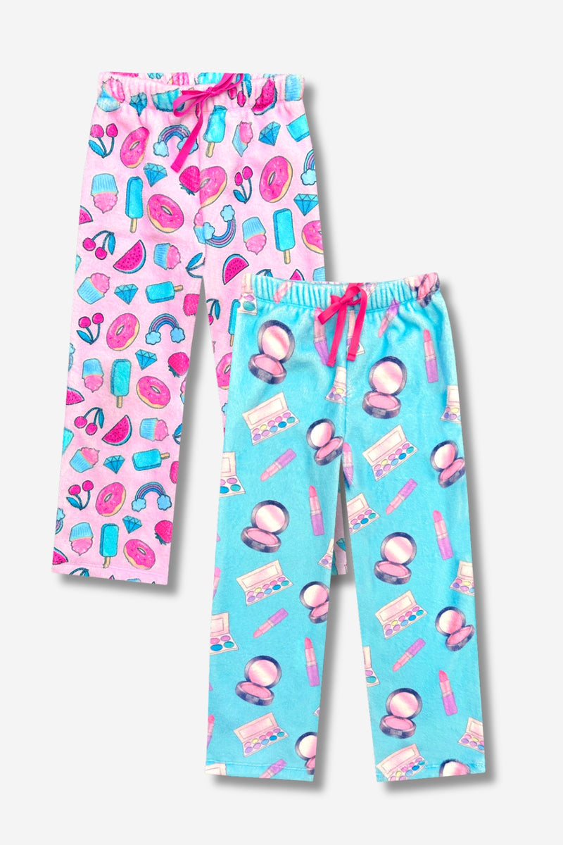 Multipack: Fuzzy Plush Karate Pant - Pink Cherry Rainbow | Mint Pink Makeup - Image 1