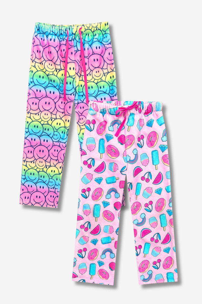 Multipack: Fuzzy Plush Karate Pant - Rainbow Ombre Smile | Pink Cherry Rainbow - Image 1