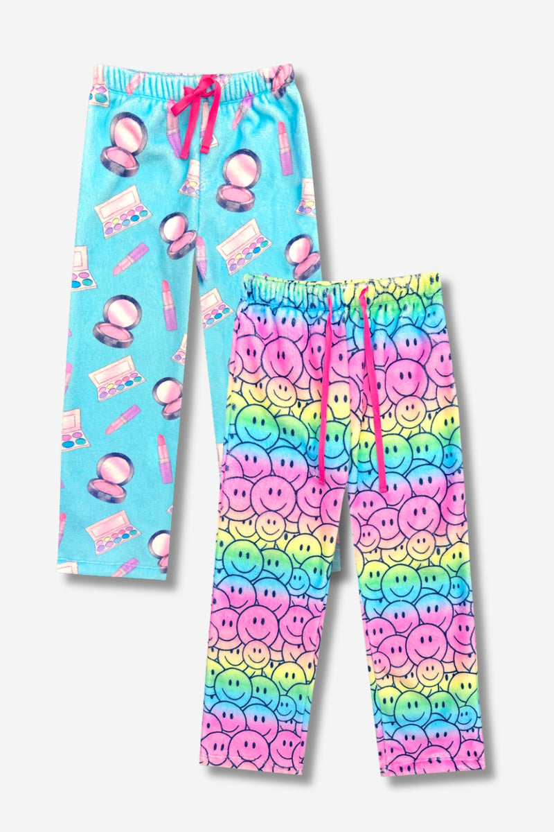 Multipack: Fuzzy Plush Karate Pant - Mint Pink Makeup | Rainbow Ombre Smile - Image 1