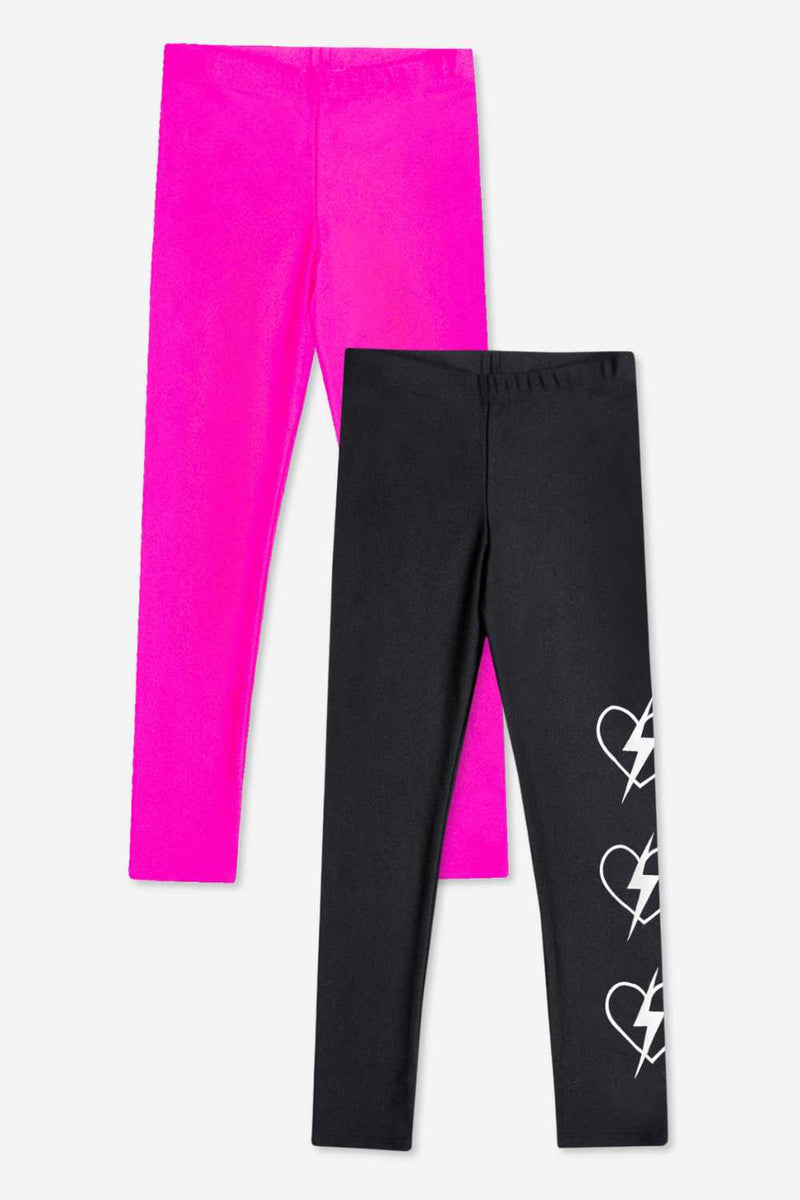 2-Pack High Shine Legging - Neon Pink | Black Heart Bolt - NEW!