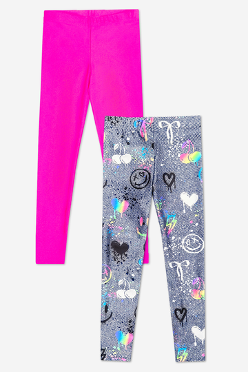 2-Pack High Shine Legging - Fuchsia Pink | Charcoal Graffiti Elements - NEW!