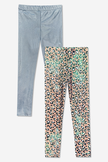 2-Pack Glitter Foil High Shine Legging - Silver Glitter | Taupe Leopard - NEW!