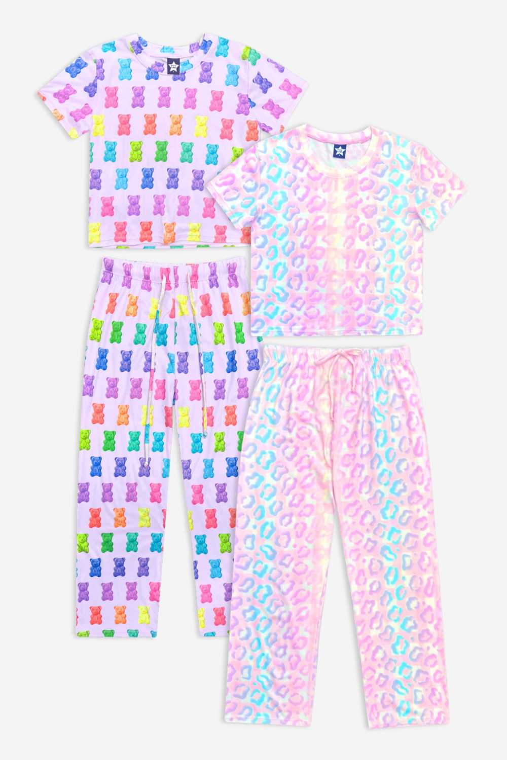 2-Pack Simply Soft Easy Tee & Karate Pant - Lilac Rainbow Gummy Bear | Pink Gingham Leopard