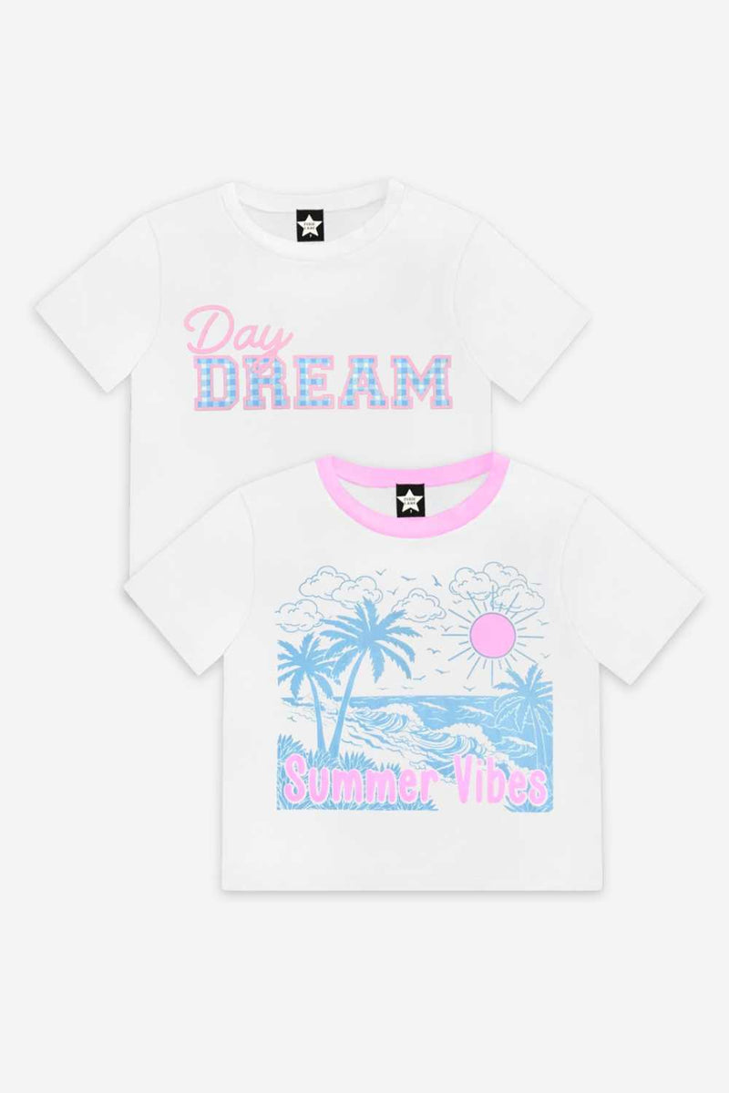 2-Pack Simply Soft Easy Tee - White Pink Beach | Ivory Gingham Daydream - NEW!