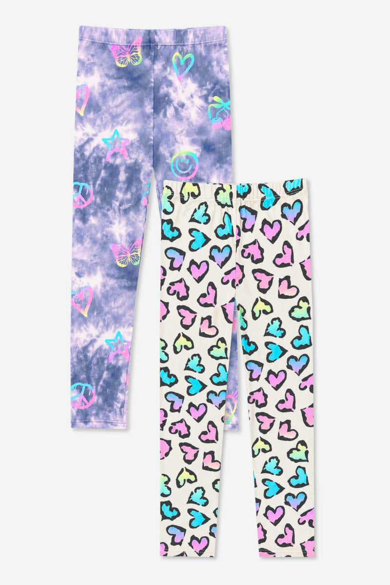 2-Pack Simply Soft Long Legging. - Denim Tie Dye Graffiti Elements | Rainbow Leopard Heart - NEW!