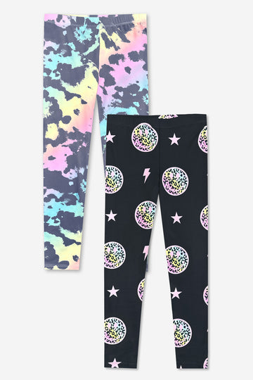 2-Pack Simply Soft Long Legging - Black Rainbow Leopard Smile | Rainbow Tie Dye - NEW!