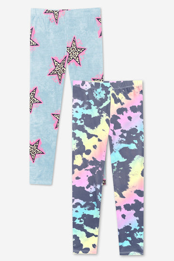 2-Pack Simply Soft Long Legging - Rainbow Tie Dye | Denim Leopard Star - NEW!