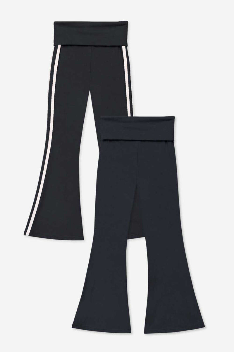 2 Pack Simply Soft Luxe Foldover Flare - Black White Stripe |  Black - NEW!