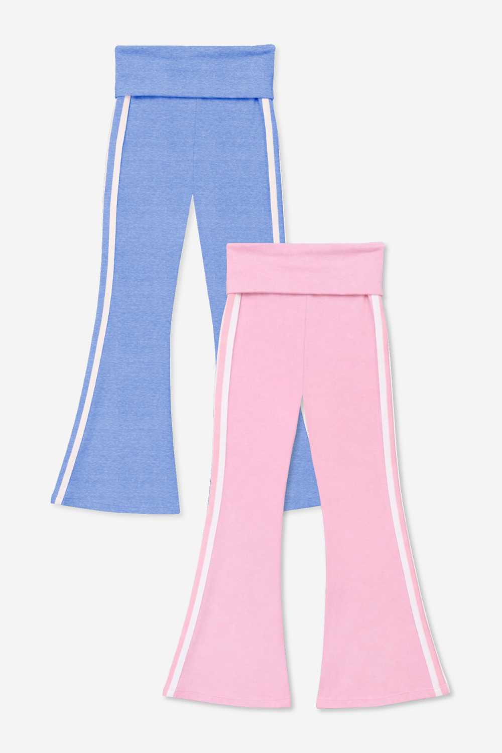 2 Pack Simply Soft Luxe Foldover Flare - Black White Stripe | Dusty Pink White Stripe
