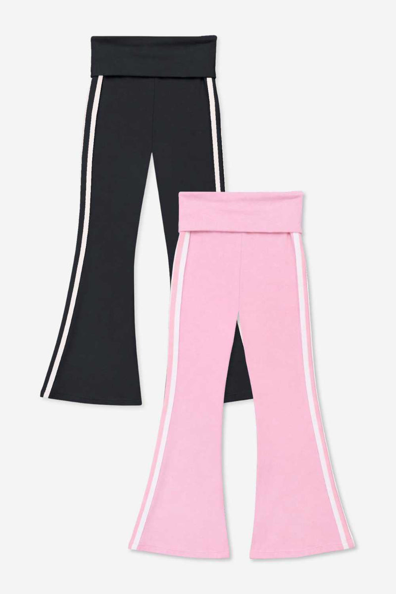 2 Pack Simply Soft Luxe Foldover Flare - Black White Stripe | Dusty Pink White Stripe - NEW!