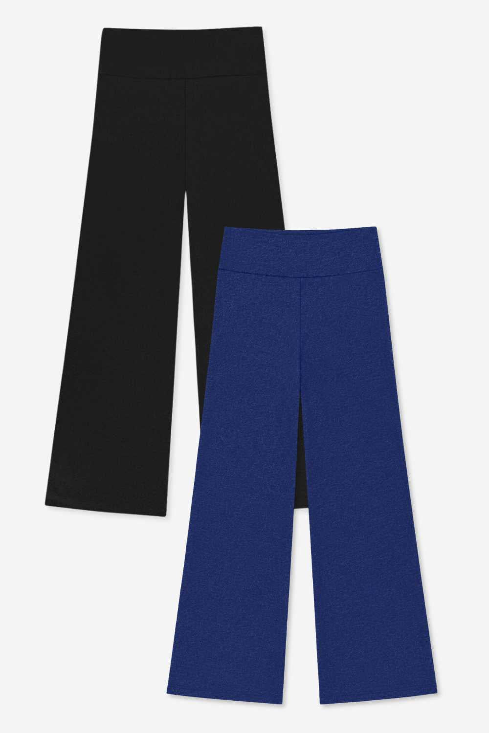 2-Pack Simply Soft Luxe Wide Leg Pant - Black White Stripe | Steel Pink White Stripe - NEW!