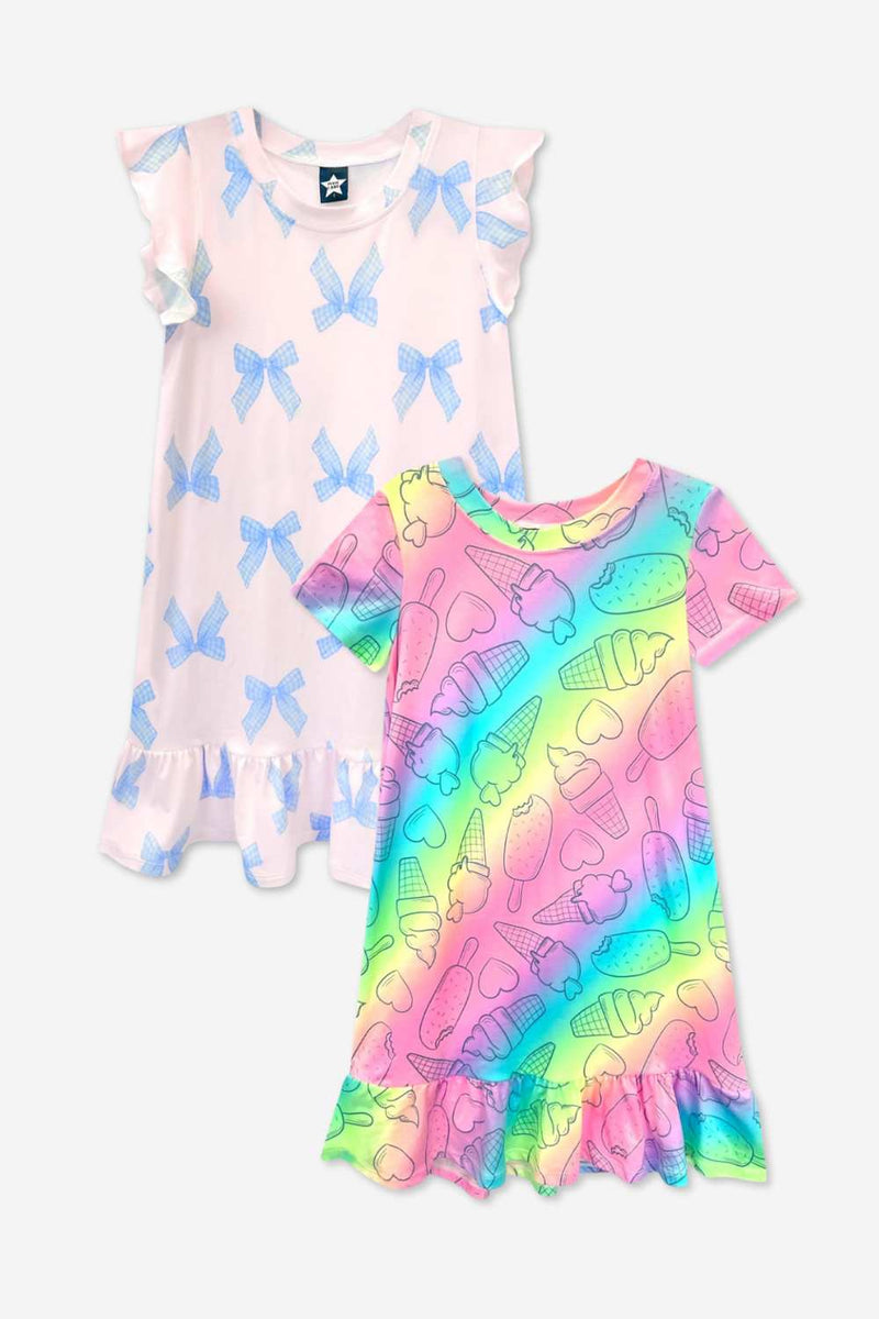 2-Pack Simply Soft Short Sleeve Ruffle Lounge Dress