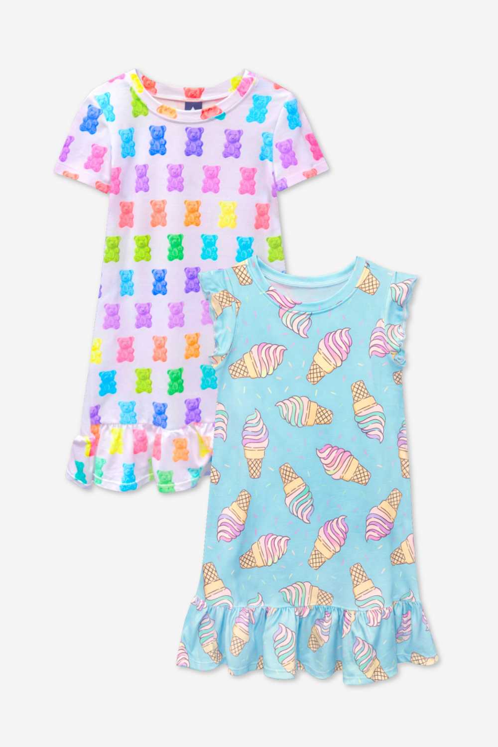 2-Pack Simply Soft Short Sleeve Ruffle Lounge Dress