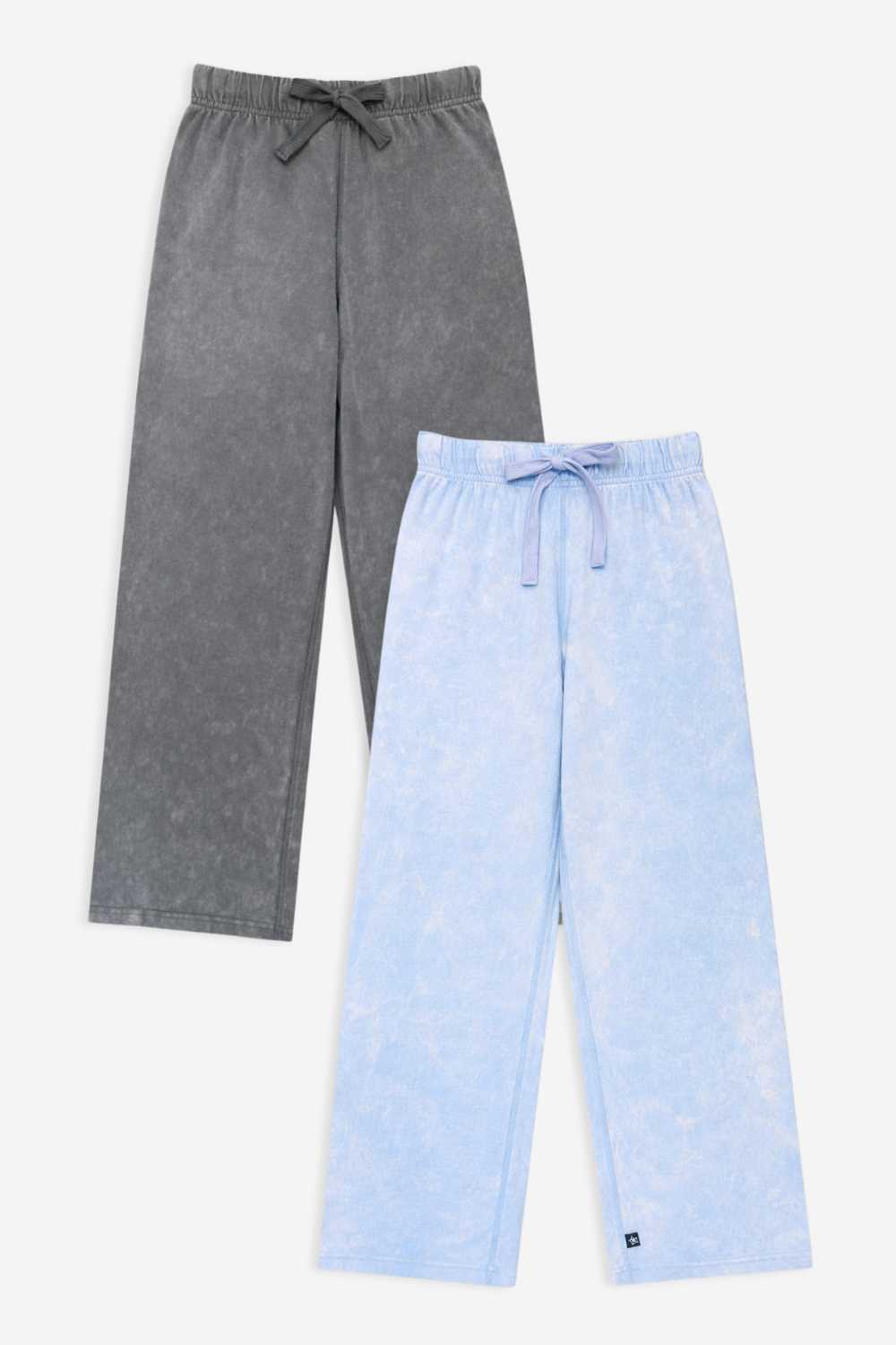 2 Pack - Vintage Washed Cotton Wide Leg Pant - Vintage Grey | Sky Blue
