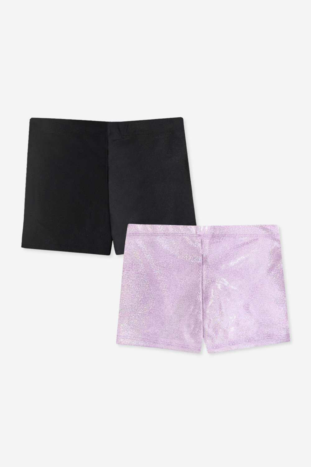 2-Pack High Shine Under Dress & Tumble Short - Black | Pink Glitter