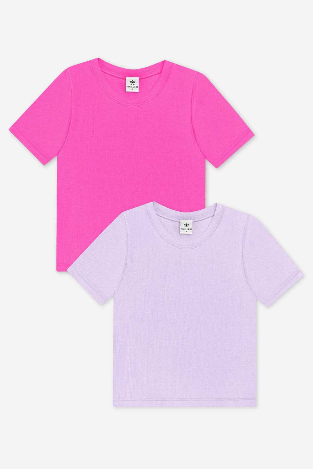 2 Pack Ultra-Soft Ribbed Fitted Tee - Black | Light Ash Grey - NEW!