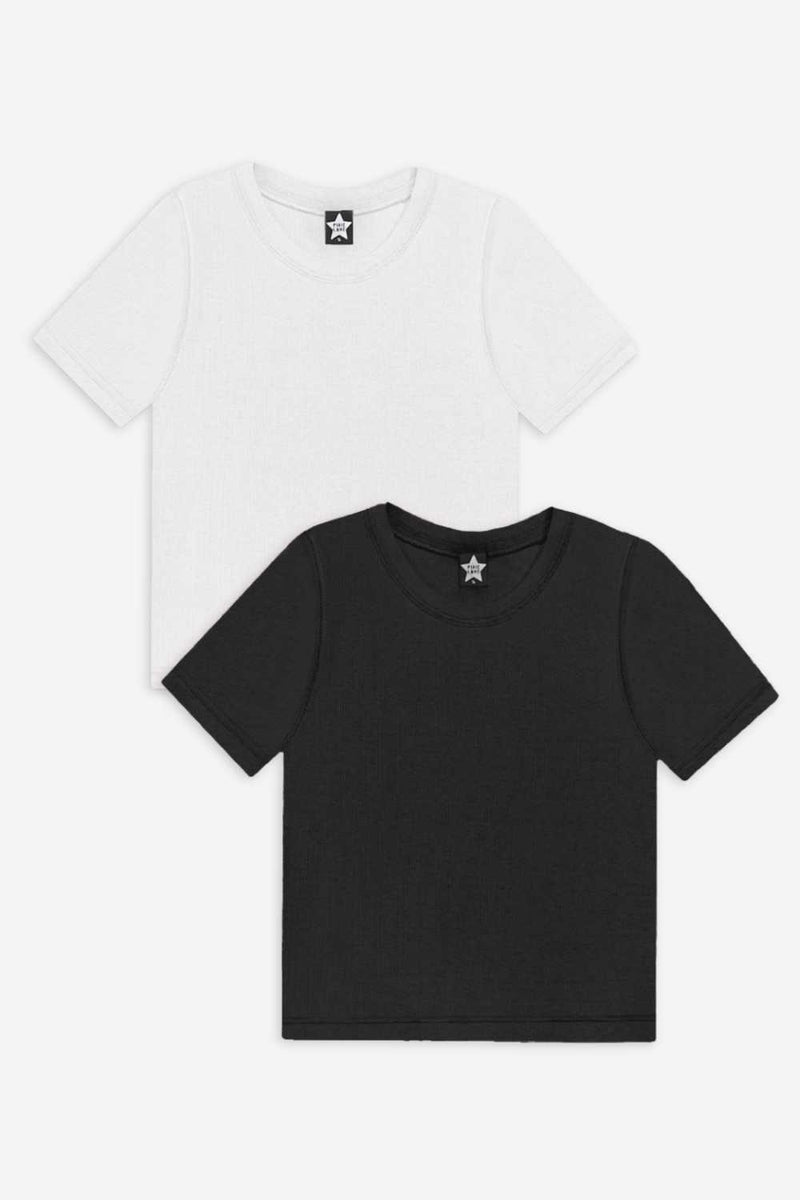 2 Pack Ultra-Soft Ribbed Fitted Tee - Black | White - NEW!