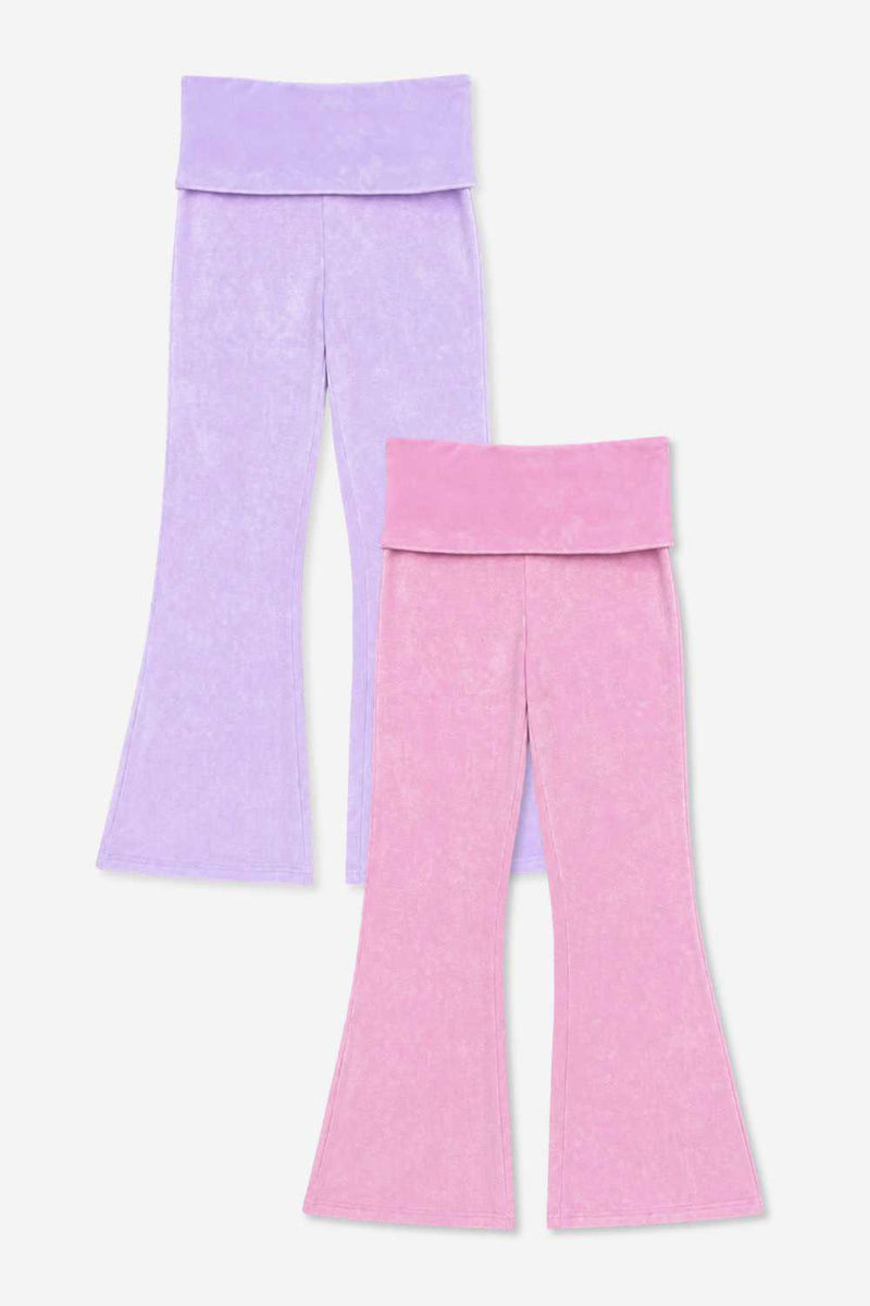 2 Pack Vintage Washed Foldover Flare - Purple | Pink - NEW!